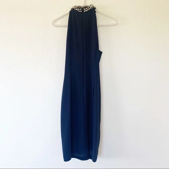 Carmen Marc Valvo Beaded-Neck Toga Dress - Picture 10 of 10